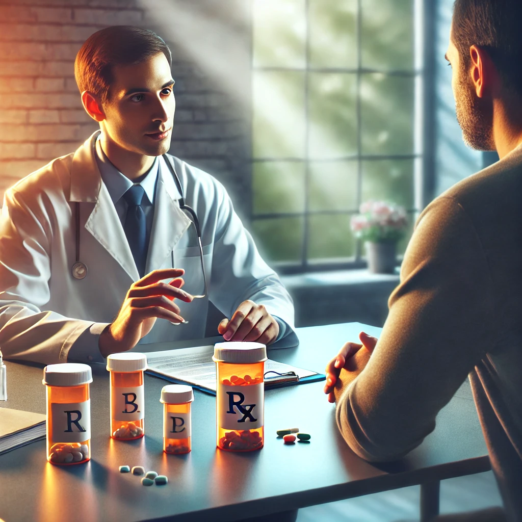 Doctor discussing psychiatric medication options with patient
